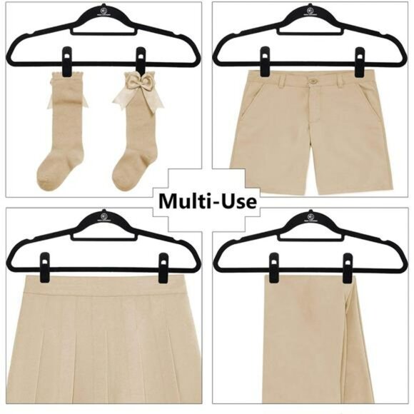 Black Velvet Hanger Clips Set of 20 Strong Grip Pant Skirt Clothes Closet Organi - Picture 5 of 7